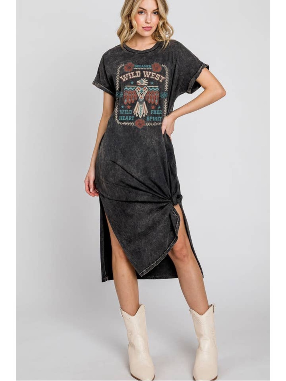 WILD WEST Dreamer Mineral Graphic Dress Large